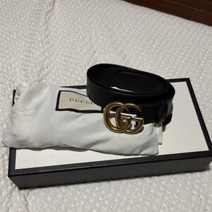 Gucci Black Belt with Gold GG Buckle BRAND NEW